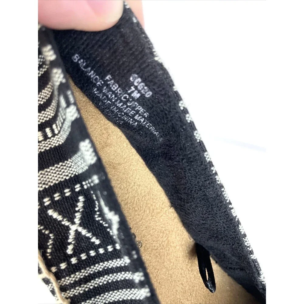 Minnetonka Pam Espadrille Slip On Flats Black White Native Print NWOB Women's 7M